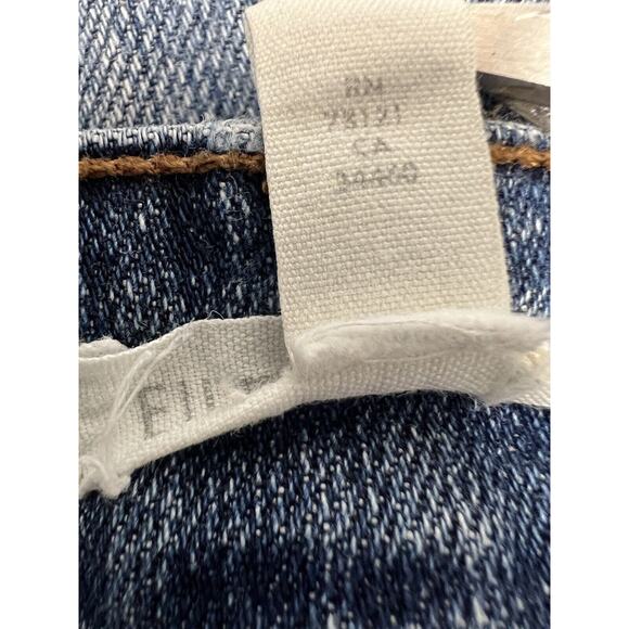 Eileen Fisher Ripped Blue Jeans Organic Cotton Mid-Rise Straight Whiskering Sz 0 - Picture 11 of 13
